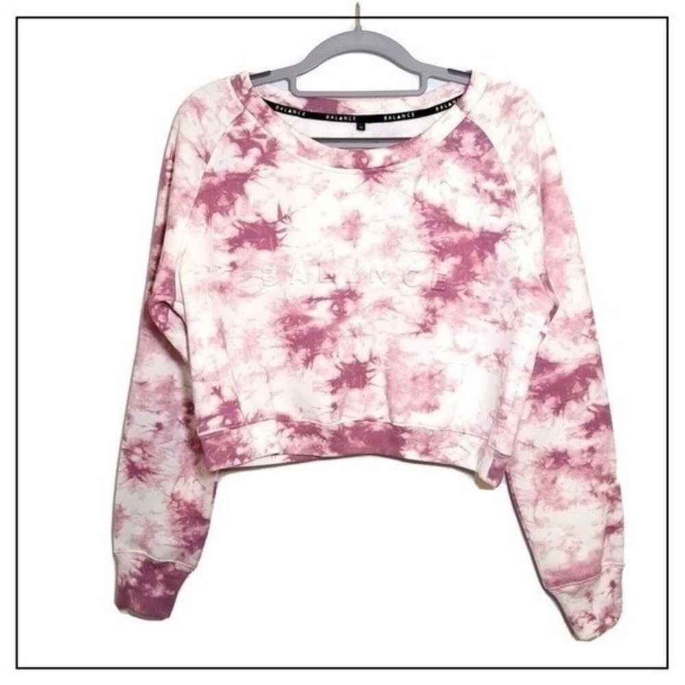 Balance Athletica Sweatshirt Women M‎ Pink Athleisure Tie Dye Studio Lounge Crop